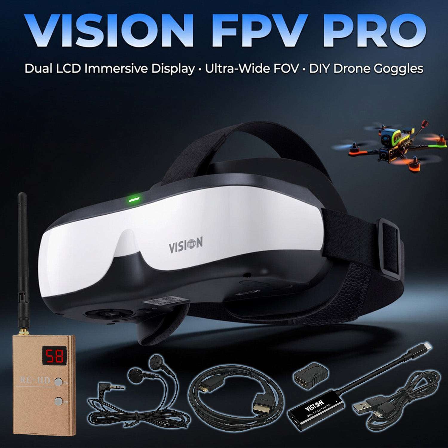 Skyzone Sky04O Pro Fpv Goggles - FPV 고글, 헤드 마운트 디스플레이, 아날로그